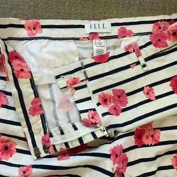 Floral Stripes Elle Shorts Size 12 - Picture 6 of 7